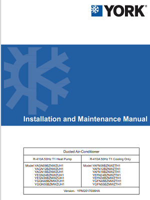 1040-Ducted Split Units T1, Fixed Speed Compressor, Heat Pump, R410a (IOM)