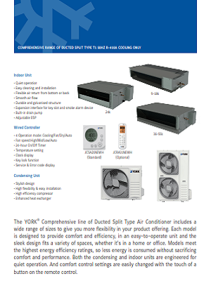 1030-Ducted Split Units T1, Fixed Speed Compressor, Cool Only, R410a (Leaflets)