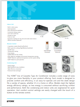 1050-Cassette Split Units T1, Fixed Speed Compressor, Cool Only (Leaflet)