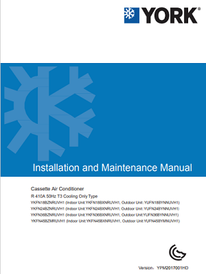 1020-Cassette Split Units T3, Fixed Speed, Cool Only, R410a (IOM)