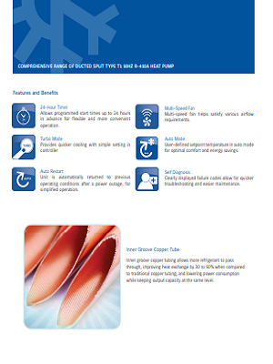 1040-Ducted Split Units T1, Fixed Speed Compressor, Heat Pump, R410a(Leaflets)