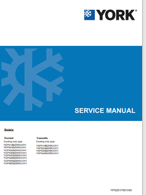 1010-Ducted Split Units T3, Fixed Speed, Cool Only, R410a(Service Manual)